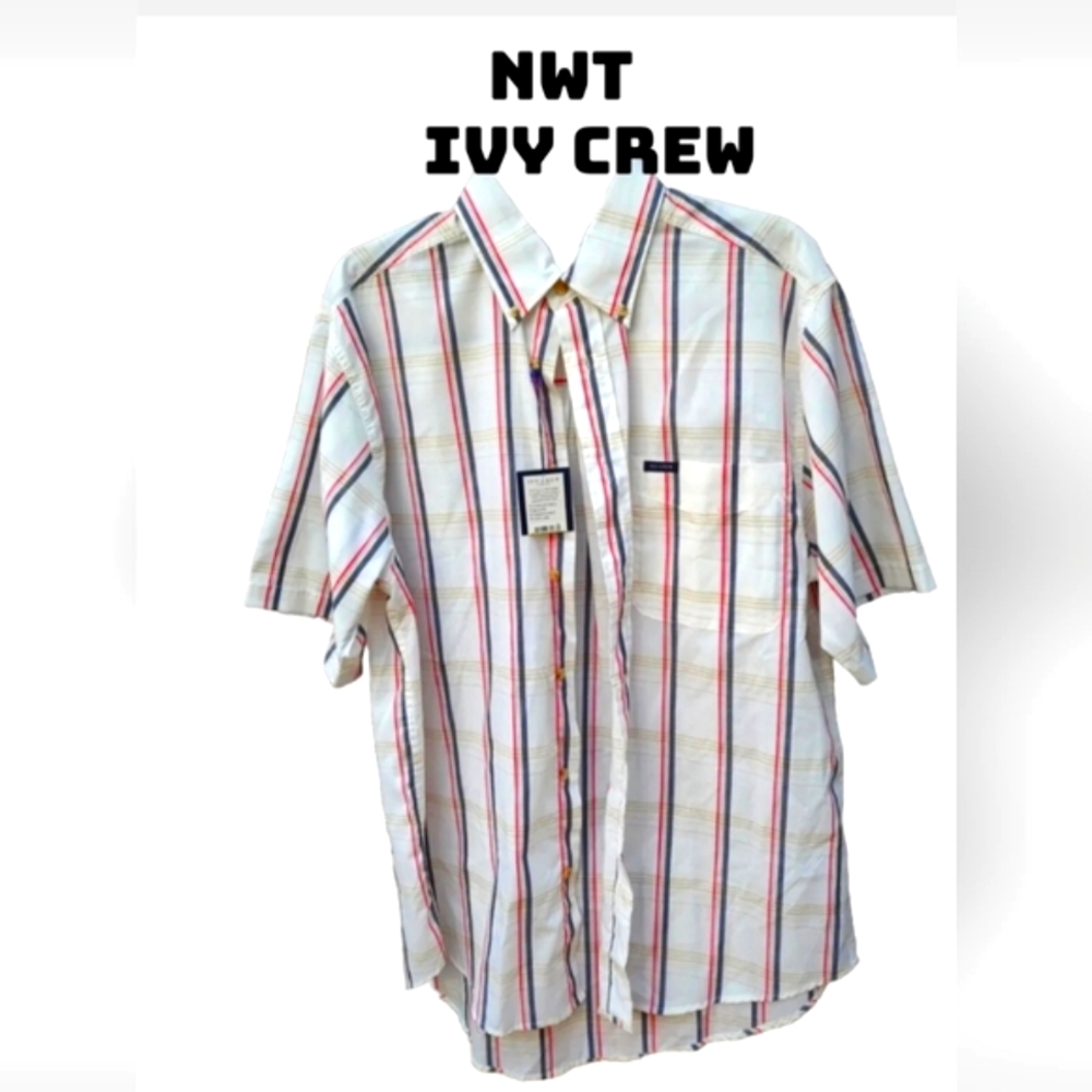 Ivy Crew NWT Size Med Mens Button Down Shirt & Collar Long Sleeve Multi-…